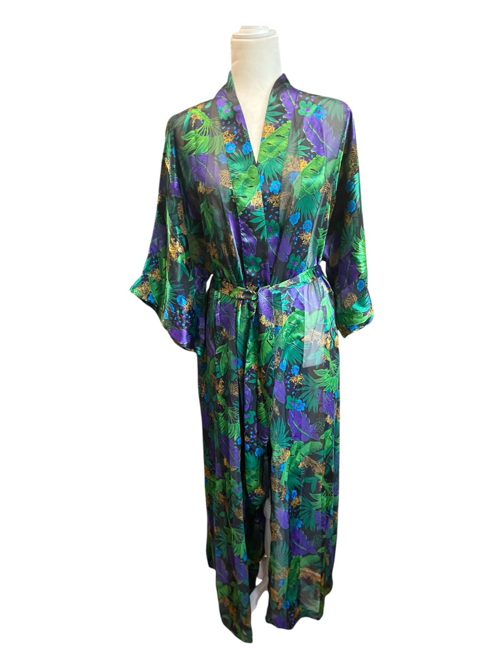 Lingerie Cacique Womens NWT Vintage Long Robe Dressing Gown Green